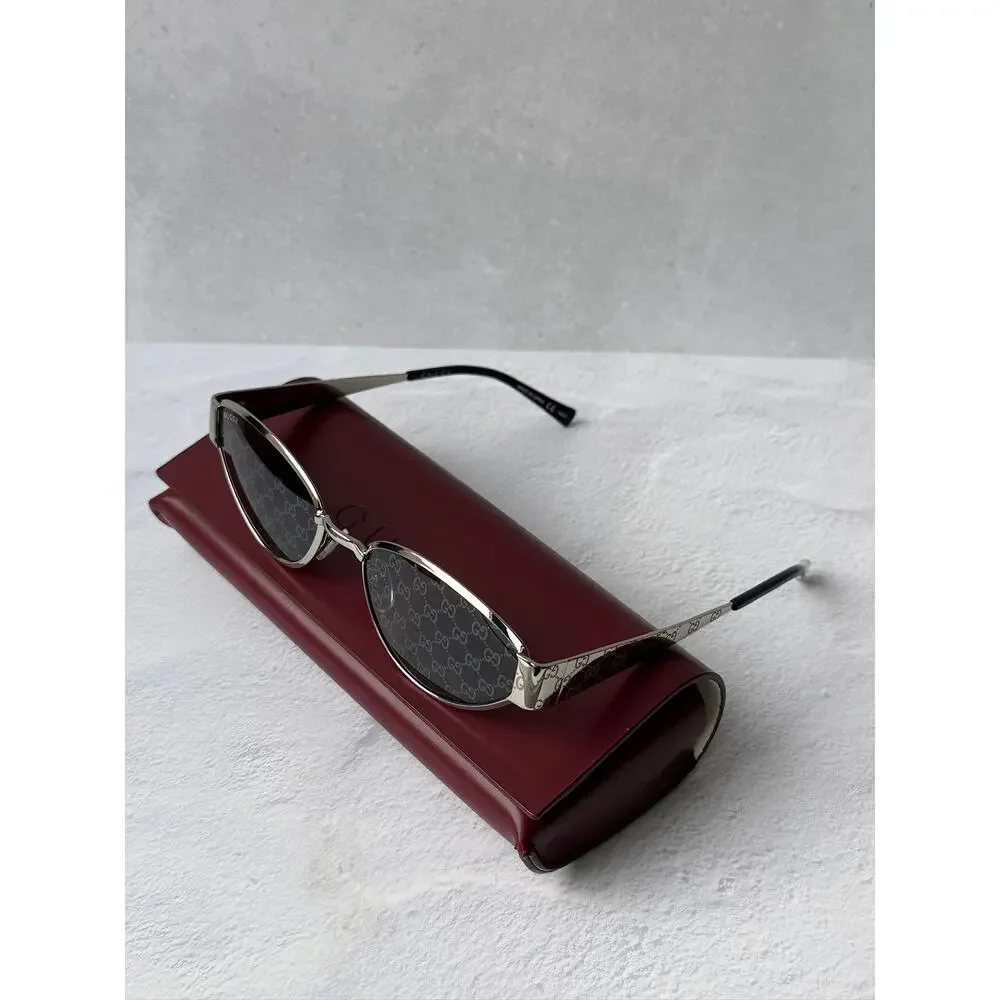 NEW Gucci GG1853S Silver Metal Cat Eye Logo Sunglasses $610